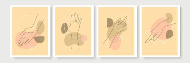 Boho posteri ve jest tarzı duvar dekoru. Yaratıcı minimalist el çizimi soyut sanat. Modern çizimler. Bohem tarzı koleksiyon. Organik boho şekil seti