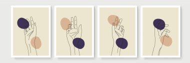 Boho posteri ve jest tarzı duvar dekoru. Yaratıcı minimalist el çizimi soyut sanat. Modern çizimler. Bohem tarzı koleksiyon. Organik boho şekil seti