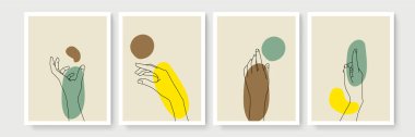 Boho posteri ve jest tarzı duvar dekoru. Yaratıcı minimalist el çizimi soyut sanat. Modern çizimler. Bohem tarzı koleksiyon. Organik boho şekil seti