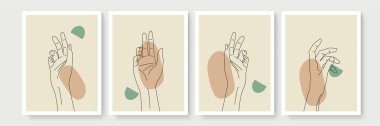 Boho posteri ve jest tarzı duvar dekoru. Yaratıcı minimalist el çizimi soyut sanat. Modern çizimler. Bohem tarzı koleksiyon. Organik boho şekil seti