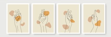 Boho posteri ve jest tarzı duvar dekoru. Yaratıcı minimalist el çizimi soyut sanat. Modern çizimler. Bohem tarzı koleksiyon. Organik boho şekil seti