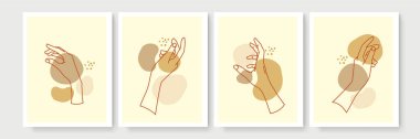 Boho posteri ve jest tarzı duvar dekoru. Yaratıcı minimalist el çizimi soyut sanat. Modern çizimler. Bohem tarzı koleksiyon. Organik boho şekil seti