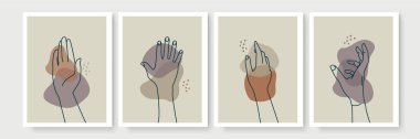 Boho posteri ve jest tarzı duvar dekoru. Yaratıcı minimalist el çizimi soyut sanat. Modern çizimler. Bohem tarzı koleksiyon. Organik boho şekil seti