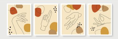 Boho posteri ve jest tarzı duvar dekoru. Yaratıcı minimalist el çizimi soyut sanat. Modern çizimler. Bohem tarzı koleksiyon. Organik boho şekil seti