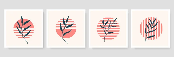 Ensemble Illustrations Vectorielles Botaniques Minimalistes Mode Comme Compositions Abstraites Art — Image vectorielle