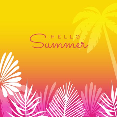 Çiçekli ve tropik yaz yapraklı sosyal medya afişi. Yaz temalı Instagram gönderme şablonu