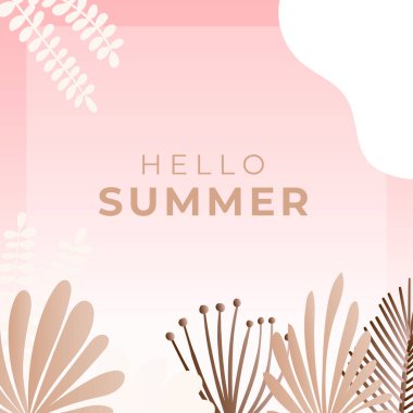 Çiçekli ve tropik yaz yapraklı sosyal medya afişi. Yaz temalı Instagram gönderme şablonu