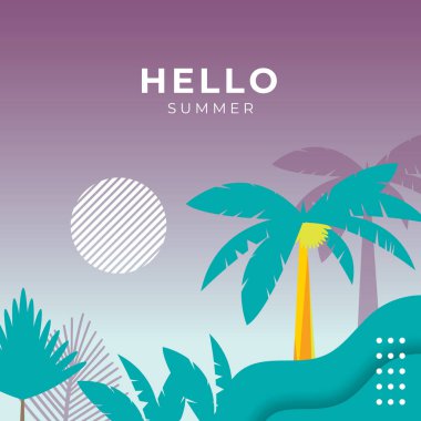 Çiçekli ve tropik yaz yapraklı sosyal medya afişi. Yaz temalı Instagram gönderme şablonu