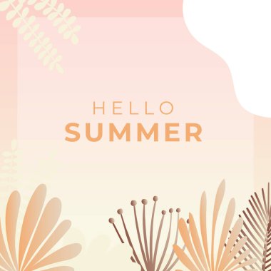 Çiçekli ve tropik yaz yapraklı sosyal medya afişi. Yaz temalı Instagram gönderme şablonu