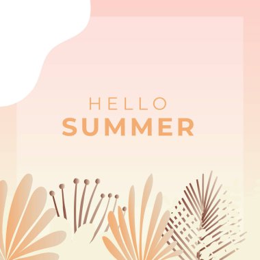 Çiçekli ve tropik yaz yapraklı sosyal medya afişi. Yaz temalı Instagram gönderme şablonu