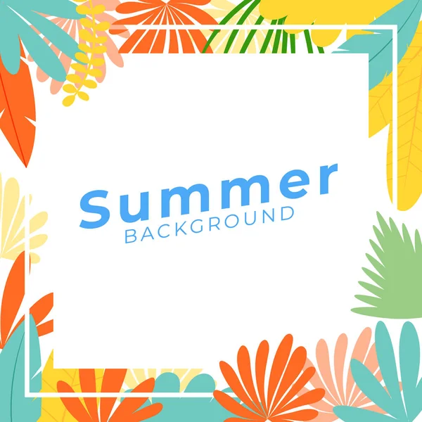 Zomer Social Media Banner Met Bloemen Tropisch Zomerblad Instagram Post — Stockvector