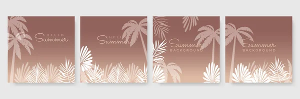Banner Verão Com Folhas Palmeira Decoração Floral Fundo Cor Tom — Vetor de Stock