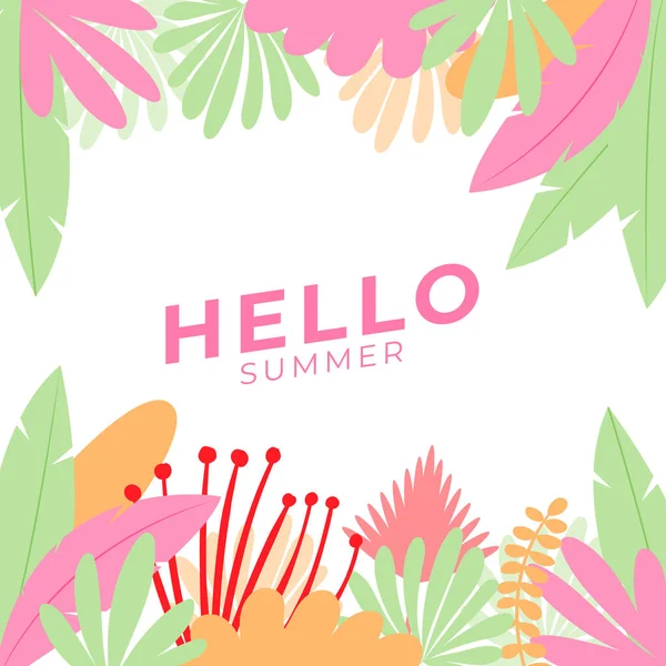 Summer Sale Banner Floral Tropical Leaves Background Colorful Design Banner — Stock Vector