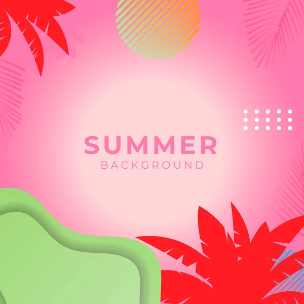 Banner Venda Verão Com Fundo Folhas Florais Tropicais Design Colorido — Vetor de Stock