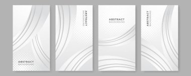 Soyut beyaz geometrik şekiller ve fütüristik kavram arka planı. Pankart, el ilanı, sosyal medya hikayesi için beyaz arkaplan