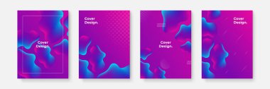 Geometrik şekilli soyut iş örtüsü koleksiyonu. Gradyan soyut şekiller kapak paketi. Fütürist arka plan koleksiyonu. En düşük gradyan kapak tasarımı