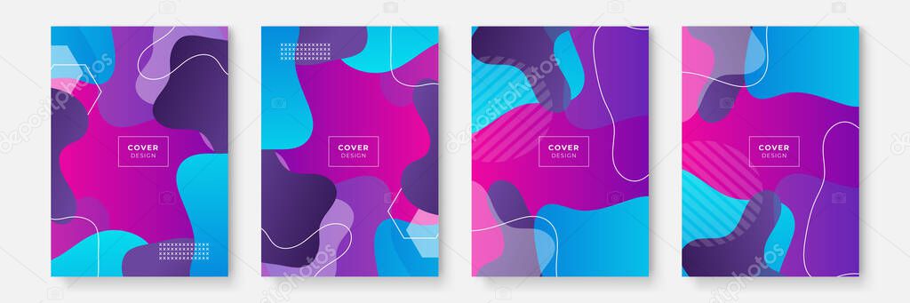 Abstract business cover collection with geometrical shapes. Gradient abstract shapes cover pack. Futuristic background cover collection. Minimal gradient cover design