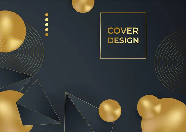 豪華なビジネスカバーの背景 抽象的な装飾 黄金のパターン ハーフトーングラデーション 3Dベクトルイラスト ブラックゴールドカバーテンプレート 幾何学的な形状 現代の最小限のバナー — ストックベクタ