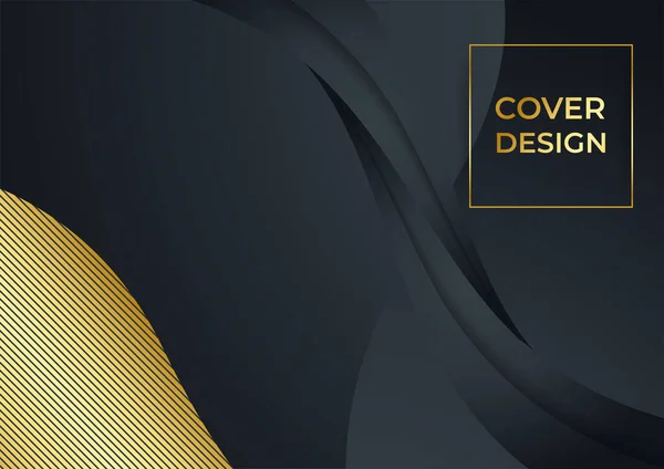 豪華なビジネスカバーの背景 抽象的な装飾 黄金のパターン ハーフトーングラデーション 3Dベクトルイラスト ブラックゴールドカバーテンプレート 幾何学的な形状 現代の最小限のバナー — ストックベクタ