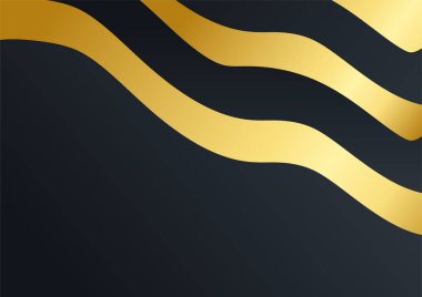 Luxury corporate background, abstract decoration, golden pattern, halftone gradients, 3d Vector illustration. Black gold cover template, geometric shapes, modern minimal business banner