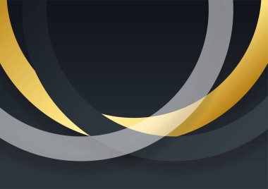 Luxury corporate background, abstract decoration, golden pattern, halftone gradients, 3d Vector illustration. Black gold cover template, geometric shapes, modern minimal business banner