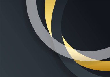 Luxury corporate background, abstract decoration, golden pattern, halftone gradients, 3d Vector illustration. Black gold cover template, geometric shapes, modern minimal business banner