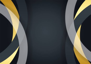 Luxury corporate background, abstract decoration, golden pattern, halftone gradients, 3d Vector illustration. Black gold cover template, geometric shapes, modern minimal business banner