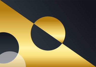 Luxury corporate background, abstract decoration, golden pattern, halftone gradients, 3d Vector illustration. Black gold cover template, geometric shapes, modern minimal business banner