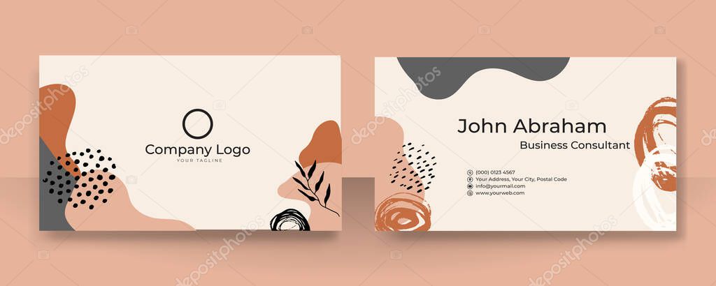 Floral business card template with modern corporate concept. Creative elegant name card and business card design
