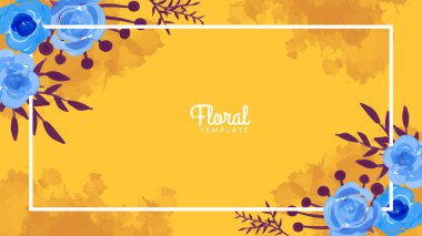 Çiçekli suluboya arka plan. Moda suluboya çiçekler, çizgiler, yapraklar, soyut ve organik dekor elementleri. Vektör çizimi. Boho çiçekli arka plan