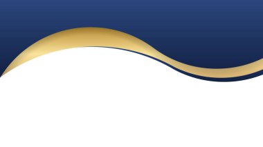 Dinamik efektli soyut dalga arkaplanı. Mavi ve altın renkli hareket vektörü illüstrasyonu. Moda eğilimleri. Reklam, pazarlama, sunum için kullanılabilir