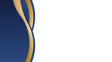 Dinamik efektli soyut dalga arkaplanı. Mavi ve altın renkli hareket vektörü illüstrasyonu. Moda eğilimleri. Reklam, pazarlama, sunum için kullanılabilir