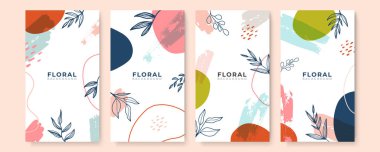 Soyut çiçekli arka plan vektörü. Sıvı sanat çiçekli, botanik yapraklı, organik şekilli, suluboyalı, lüks duvar kağıdı. Pankart, poster, ağ ve ambalaj için boho arkaplanı