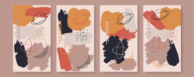 Sanatsal yaratıcı evrensel kartlar. El yapımı kumaşlar. Düğün, yıldönümü, doğum günü, Sevgililer Günü, parti. Poster, kart, davetiye, pankart, broşür, el ilanı için tasarım. Vektör. İzole edilmiş