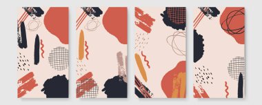 Sanatsal yaratıcı evrensel kartlar. El yapımı kumaşlar. Düğün, yıldönümü, doğum günü, Sevgililer Günü, parti. Poster, kart, davetiye, pankart, broşür, el ilanı için tasarım. Vektör. İzole edilmiş