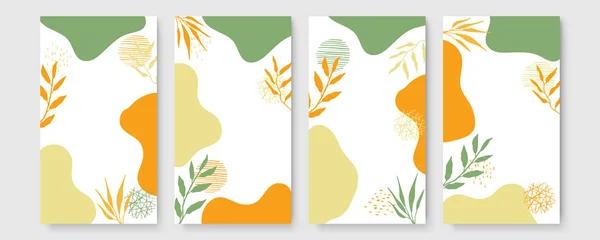 Abstrakte Moderne Botanische Boho Plakatsammlung Organisches Unkonventionelles Wandkunst Poster Mit — Stockvektor