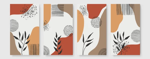 Coleção Cartazes Botânico Moderno Abstrato Boho Cartaz Arte Parede Boêmio —  Vetores de Stock