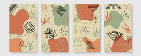 Coleção Cartazes Botânico Moderno Abstrato Boho Cartaz Arte Parede Boêmio — Vetor de Stock