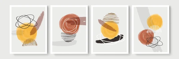 Set Abstracte Met Hand Geschilderde Illustraties Voor Ansichtkaart Social Media — Stockvector