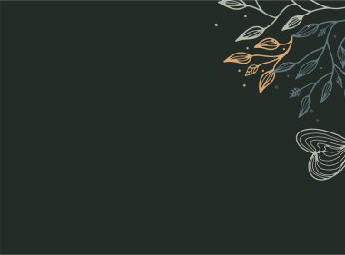 Metin, çiçek ve yapraklar için kopyalama alanı olan basit modern tarzda vektör tasarım şablonları - düğün davetiyesi arka planı ve çerçeveleri, sosyal medya hikayeleri duvar kağıtları