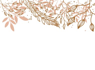 Metin, çiçek ve yapraklar için kopyalama alanı olan basit modern tarzda vektör tasarım şablonları - düğün davetiyesi arka planı ve çerçeveleri, sosyal medya hikayeleri duvar kağıtları