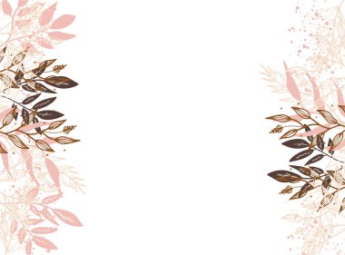 Metin, çiçek ve yapraklar için kopyalama alanı olan basit modern tarzda vektör tasarım şablonları - düğün davetiyesi arka planı ve çerçeveleri, sosyal medya hikayeleri duvar kağıtları