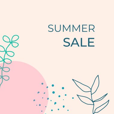 Tropikal yaprak arkaplanlı yaz indirimi afişi tasarımı. Çiçek arka plan vektörü. Palmiye yaprakları, canavar yaprağı, duvar çerçevesi, duvar resimleri, davetiye, poster için botanik arka plan tasarımı