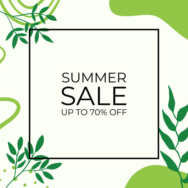 Summer sale banner design with tropical leaves background. Floral background vector. Palm leaves, monstera leaf, botanical background design for wall framed prints, wall art, invitation, poster