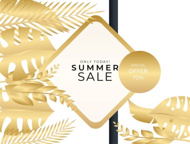 Sosyal medya çiçekli bir şablon yayınladı ve arkasında elementler bıraktı. Tebrik kartı, davetiye, kartpostal, moda satışı için zarif altın arkaplan