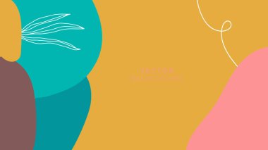 Çiçekli, yapraklı, organik, el çizimi ve çizgileri olan soyut moda evrensel sanatsal arka plan şablonları. Kapak, davetiye, afiş, pankart, broşür, poster, kart, broşür ve diğer şeyler için iyi