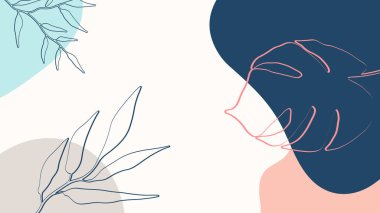 Toprak tonunda bitki örtüsü, çiçek ve geometrik elementlere sahip organik arka plan. Sosyal medya paylaşımları, mobil uygulamalar, afişler tasarımı ve internet reklamları için. Moda boho arka planı