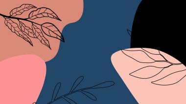 Çiçekli ve geometrik elementli organik arka plan. Sosyal medya paylaşımları, mobil uygulamalar, afişler tasarımı ve internet reklamları için. Moda bohem geçmişleri. Boho tarzı arkaplan