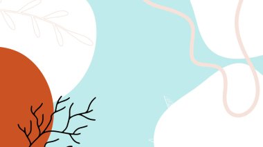 Çiçekli ve geometrik elementli organik arka plan. Sosyal medya paylaşımları, mobil uygulamalar, afişler tasarımı ve internet reklamları için. Moda bohem geçmişleri. Boho tarzı arkaplan