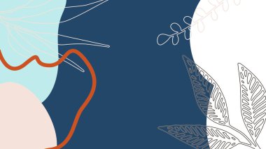 Çiçekli ve geometrik elementli organik arka plan. Sosyal medya paylaşımları, mobil uygulamalar, afişler tasarımı ve internet reklamları için. Moda bohem geçmişleri. Boho tarzı arkaplan